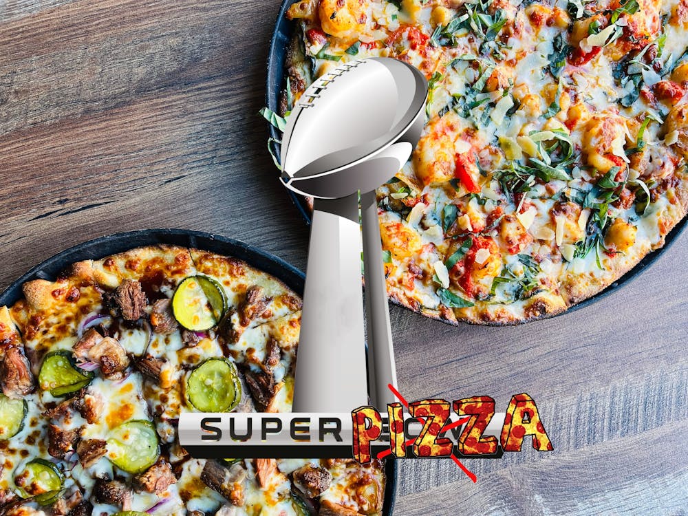 a pizza sitting on top of a pan