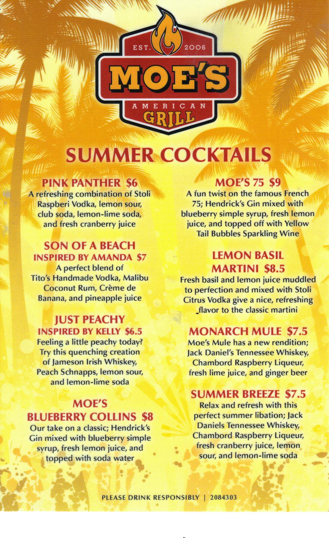 Menu's and Events Moe's