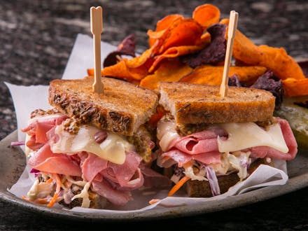 a close up of a sandwich on a plate