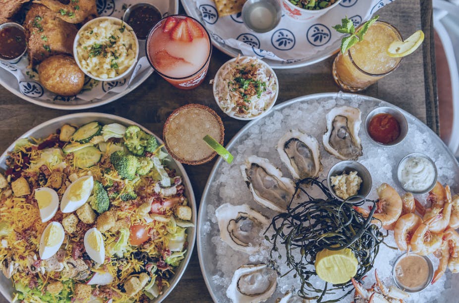 a bunch of food sitting on a table
