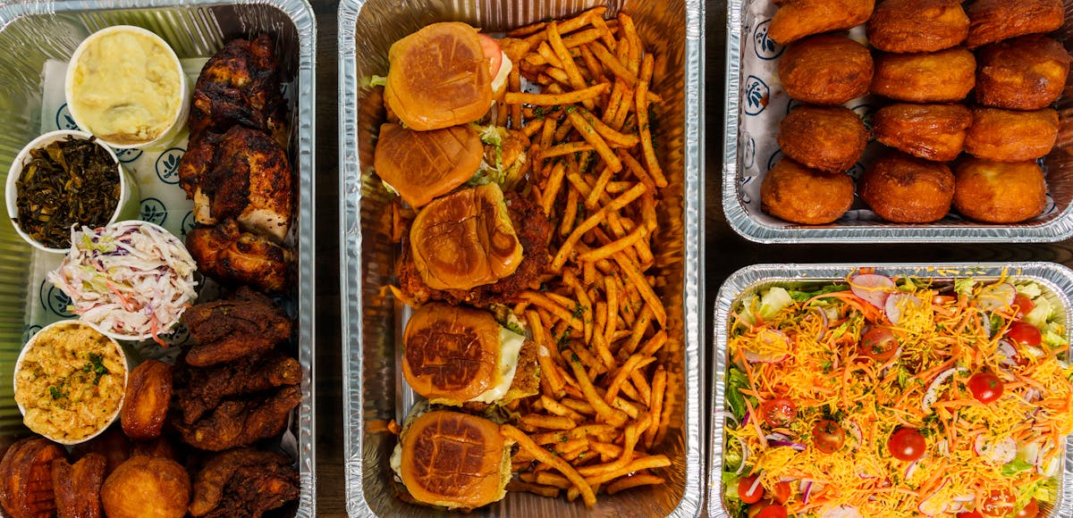 a bunch of food sitting on a table