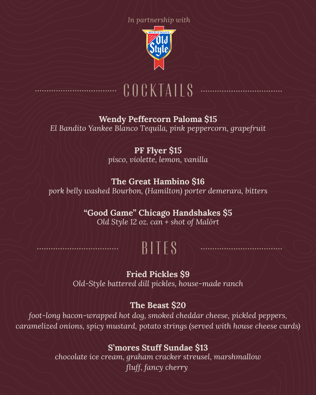 a menu of a restaurant