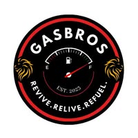a black and red circular sign with white text