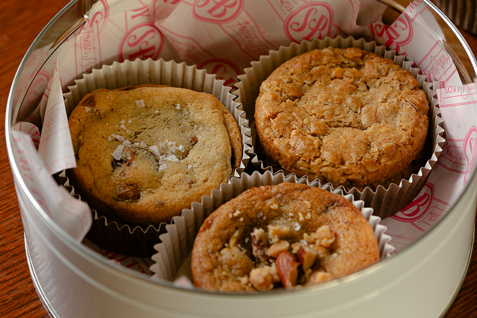 Top down shot of a Tin of SweetBoy Cookies