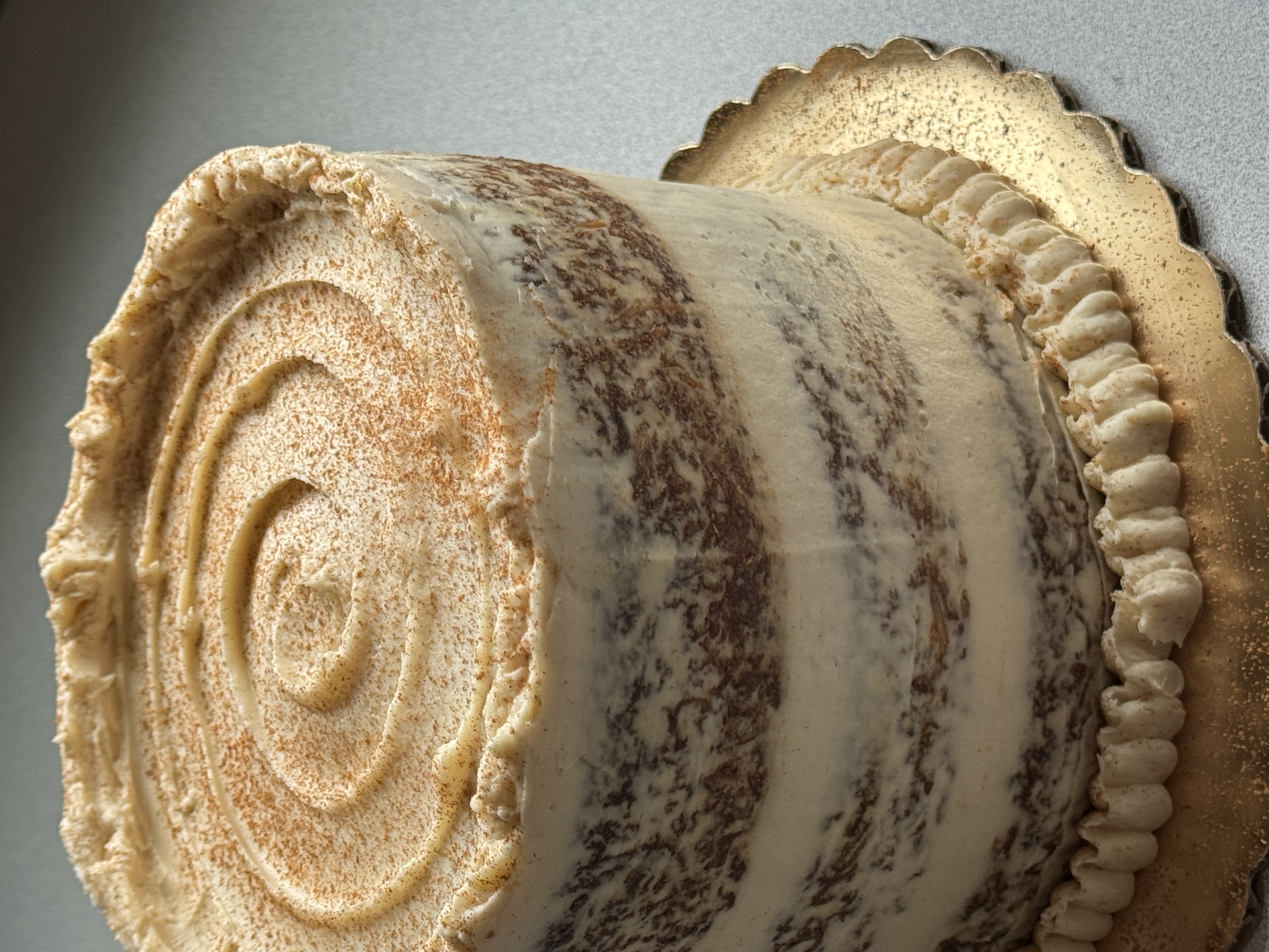 a large chocolate cake sitting on top of a table