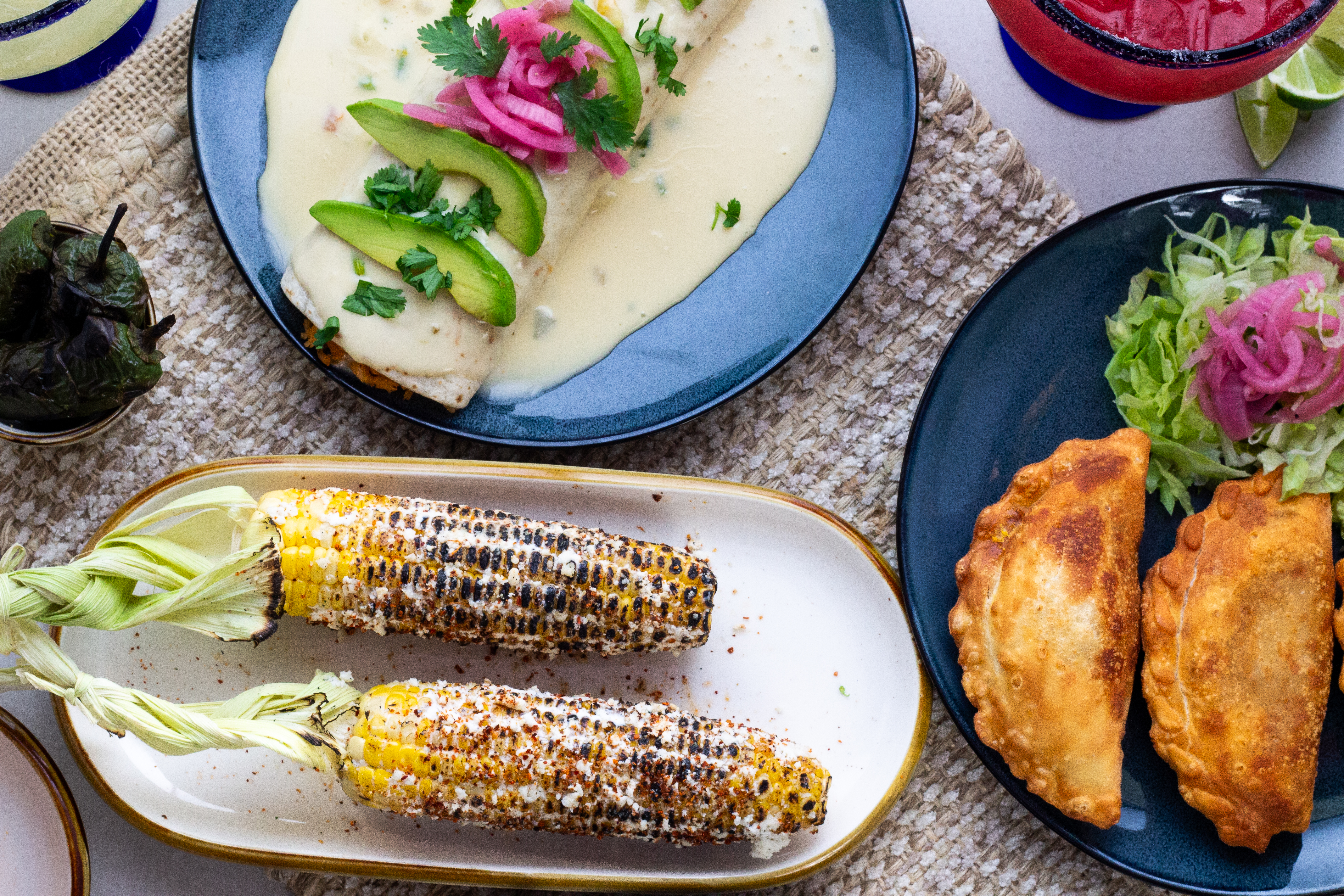 Elotes and cheese dip burrito