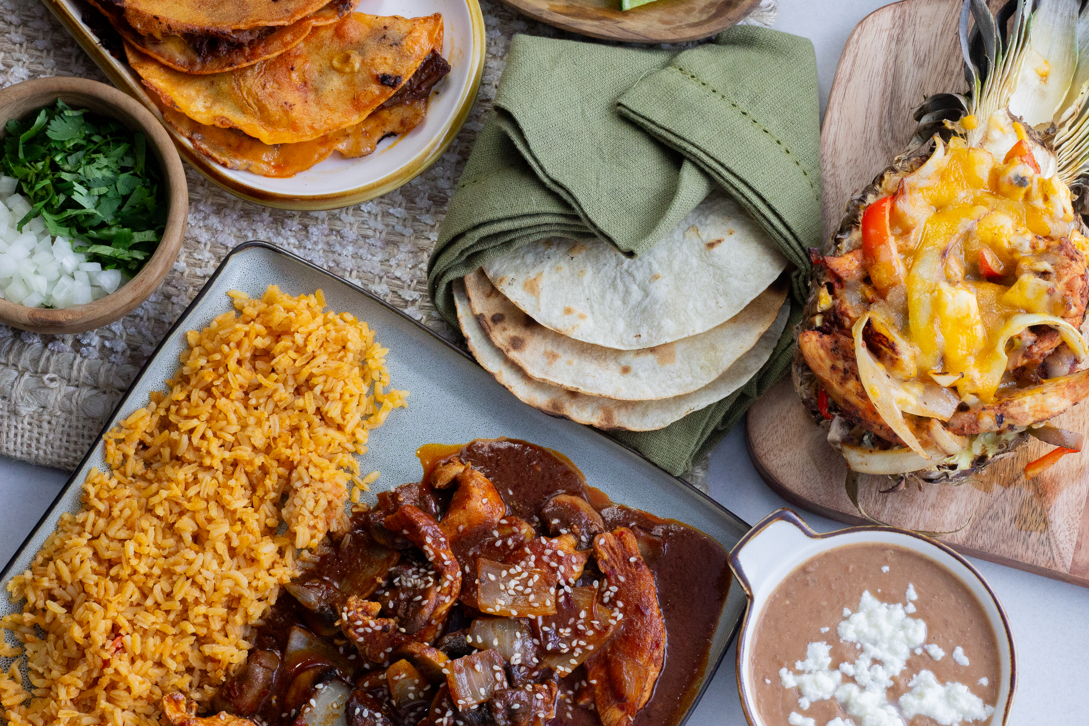 Chicken Mole and Pina loca