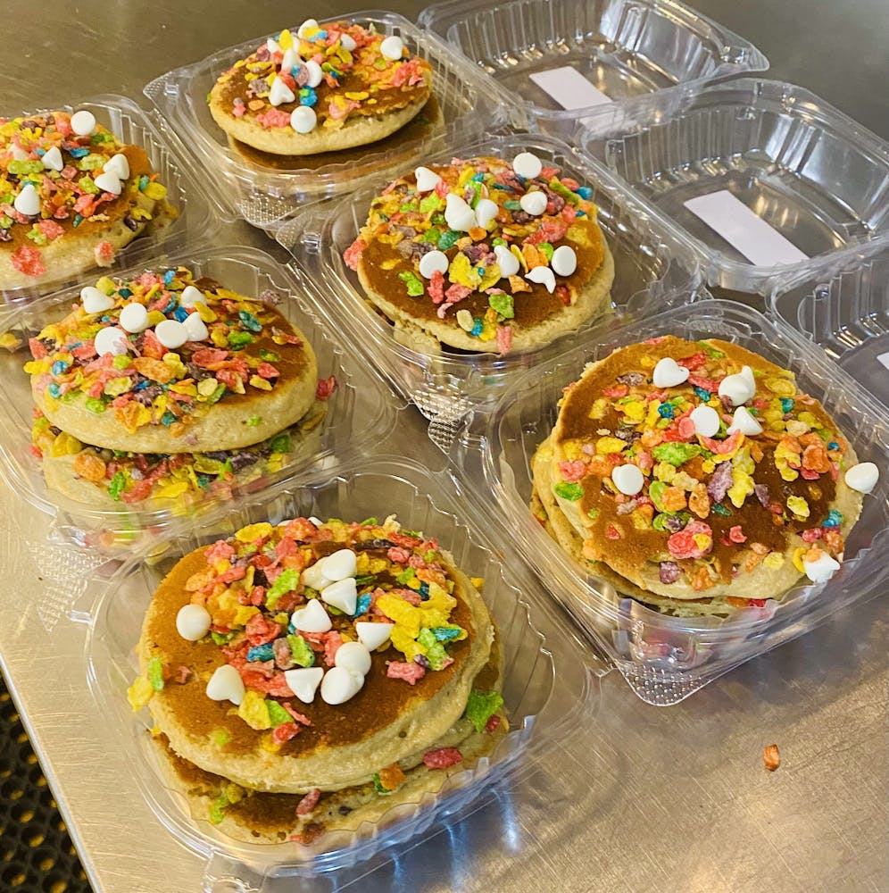 a group of sushi on a table