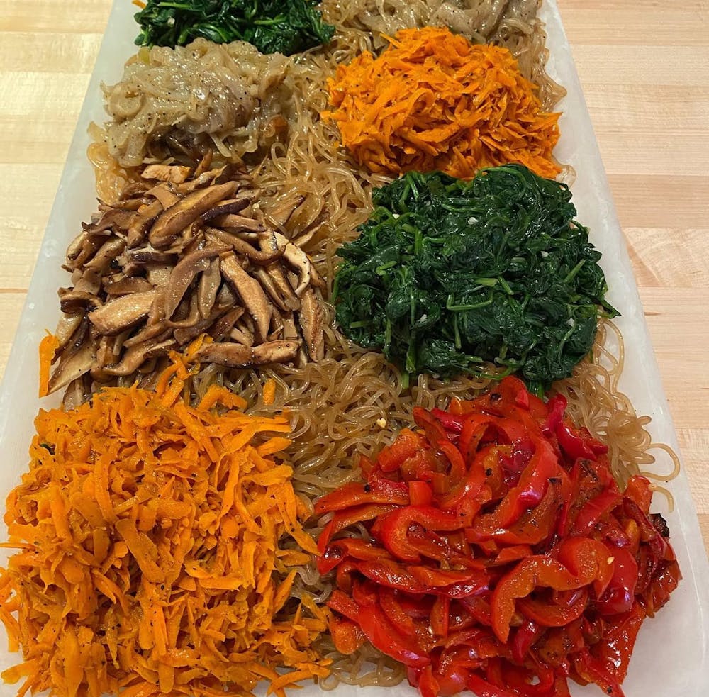 a plate of food with broccoli