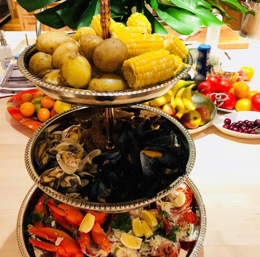a bunch of food on a table
