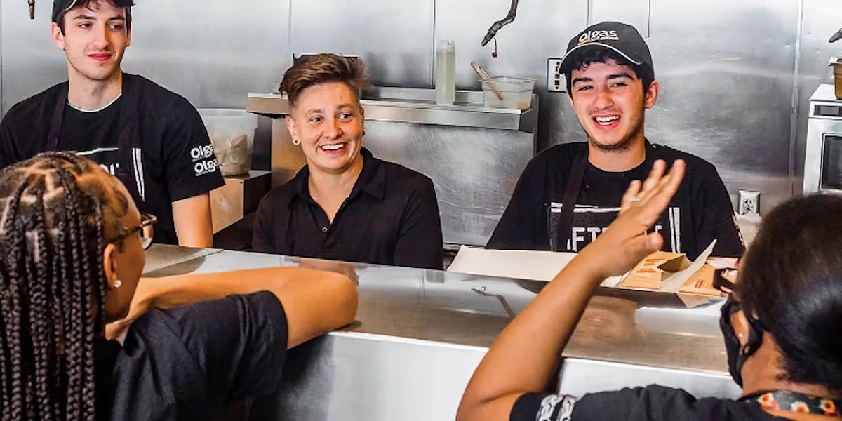 a group of people smiling