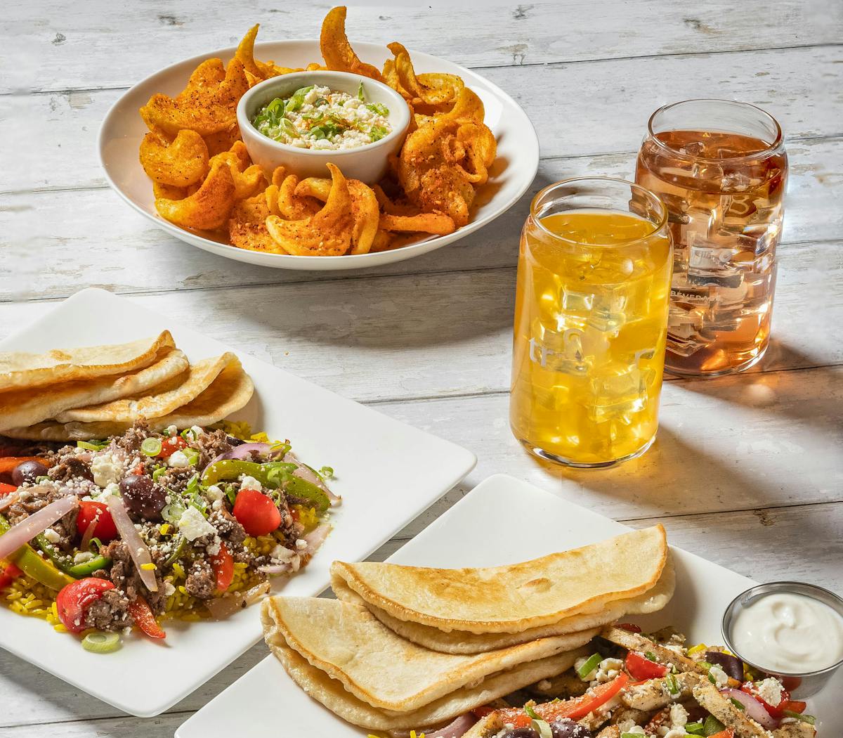 a bunch of food on a plate on a table