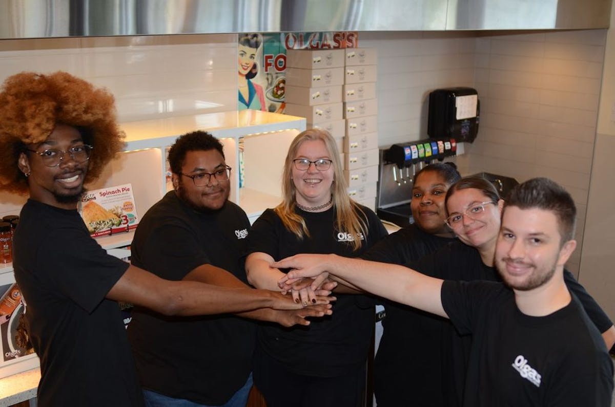 a group of people smiling