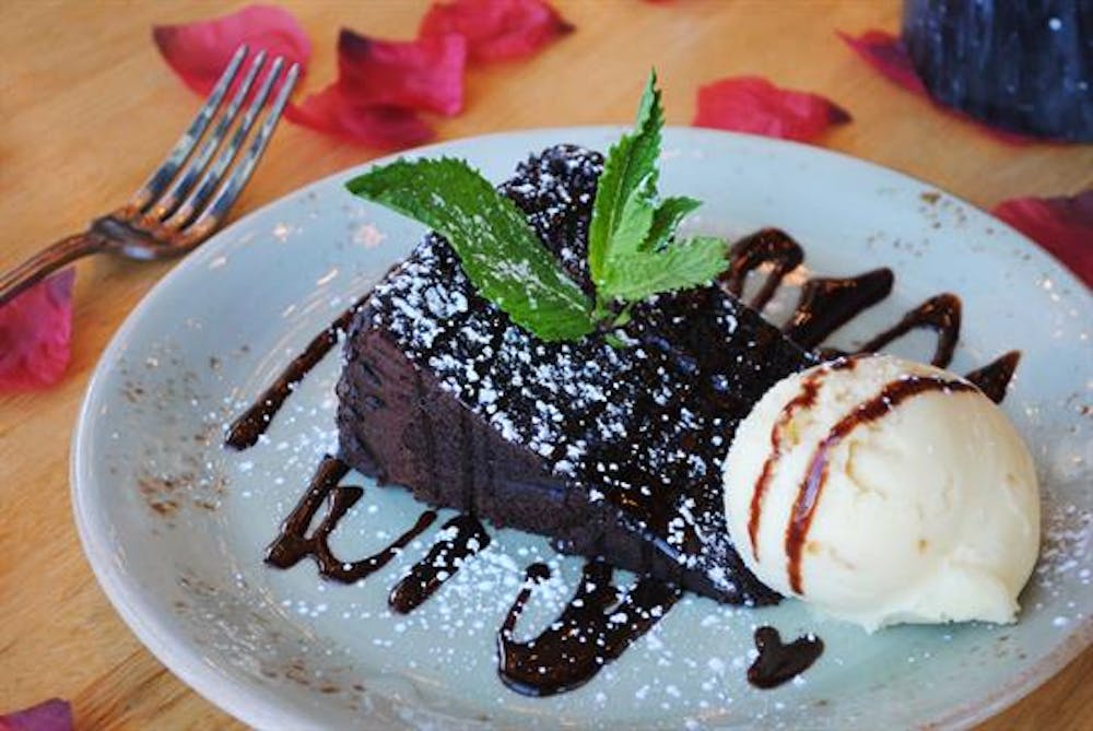 a piece of chocolate cake on a plate