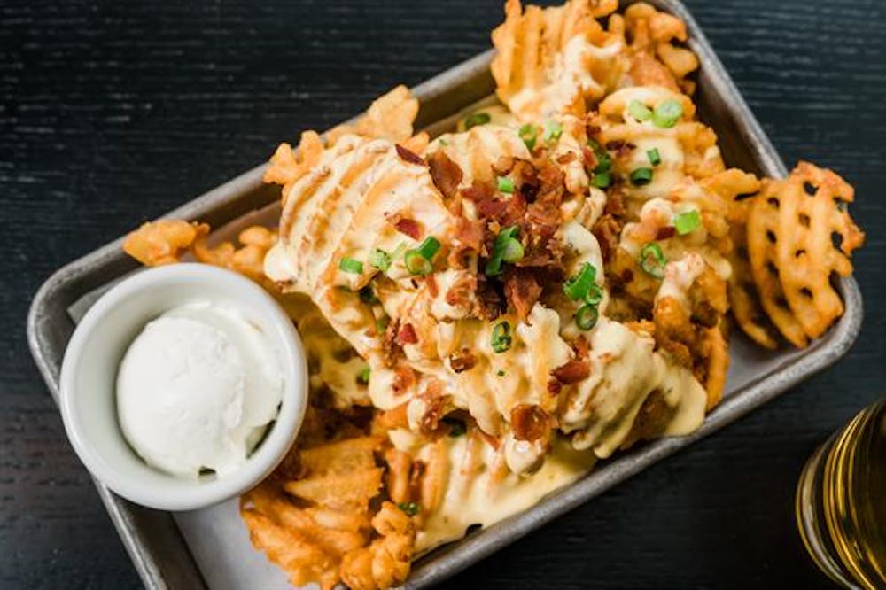 a tray of food on a table