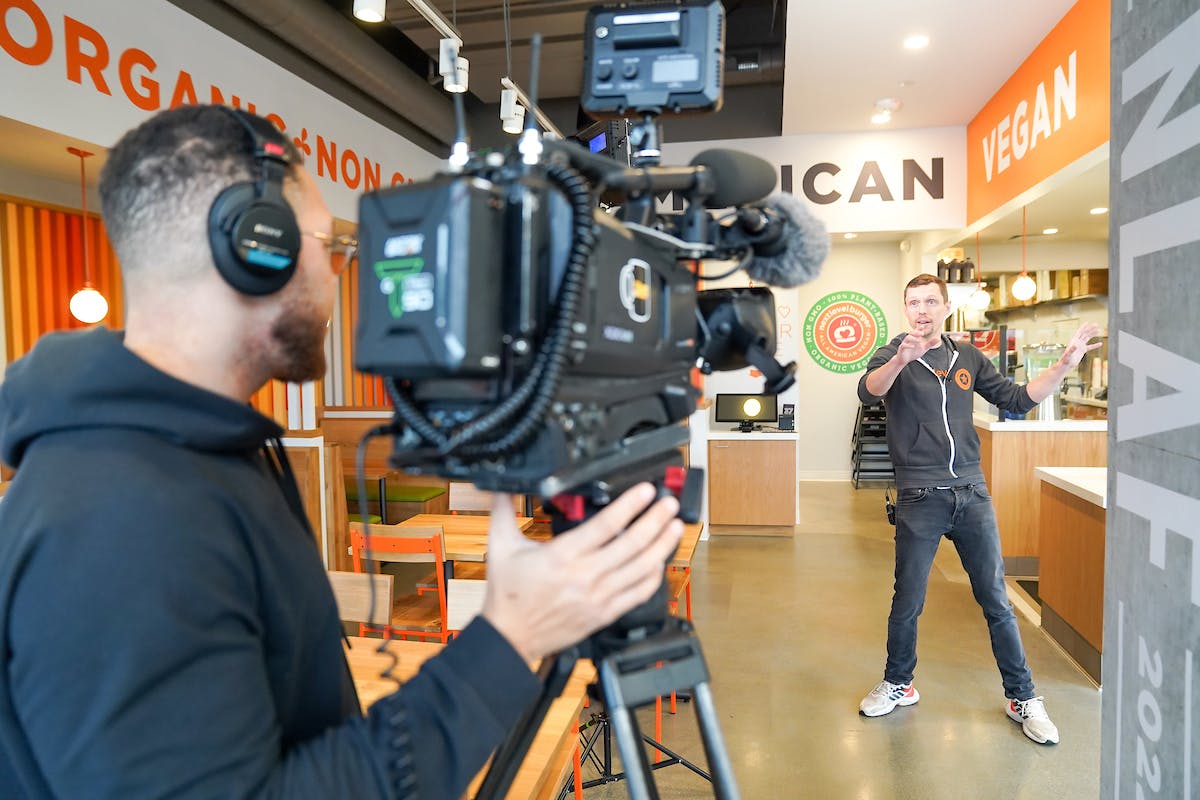 a man filming