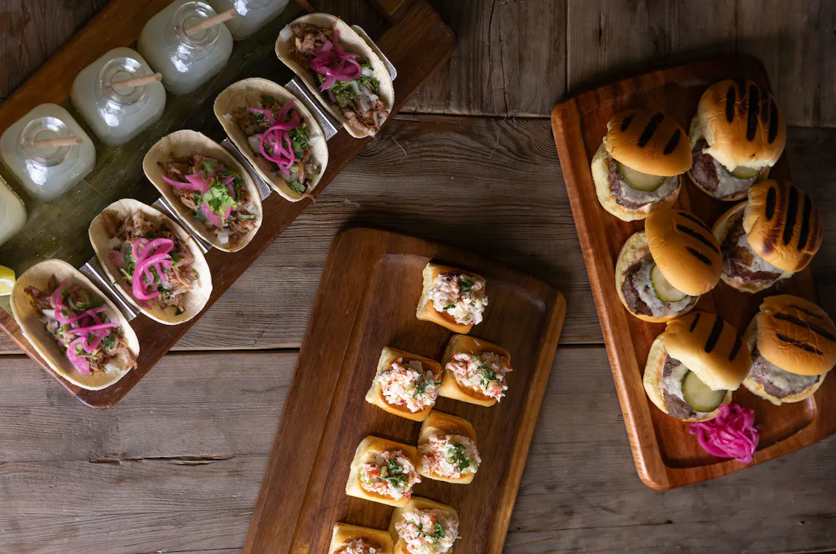 a table with different food on it