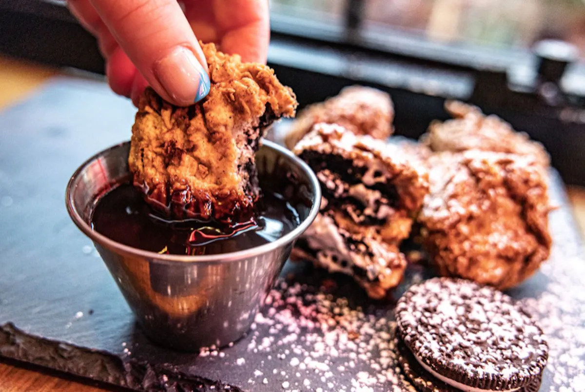 a close up of food on a table
