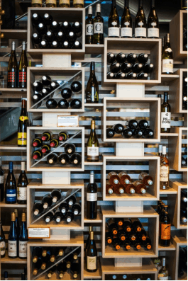  wine stacked on shelves