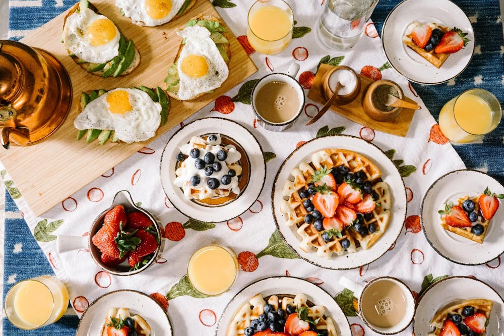 a spread of breakfast