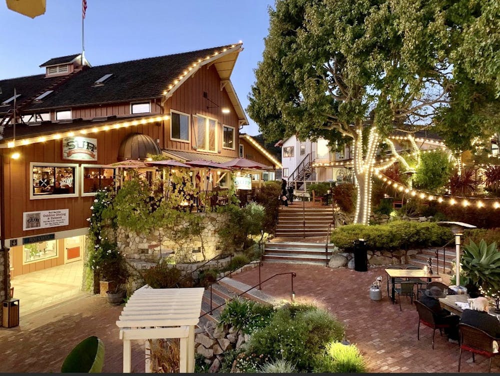 a person sitting in front of a building