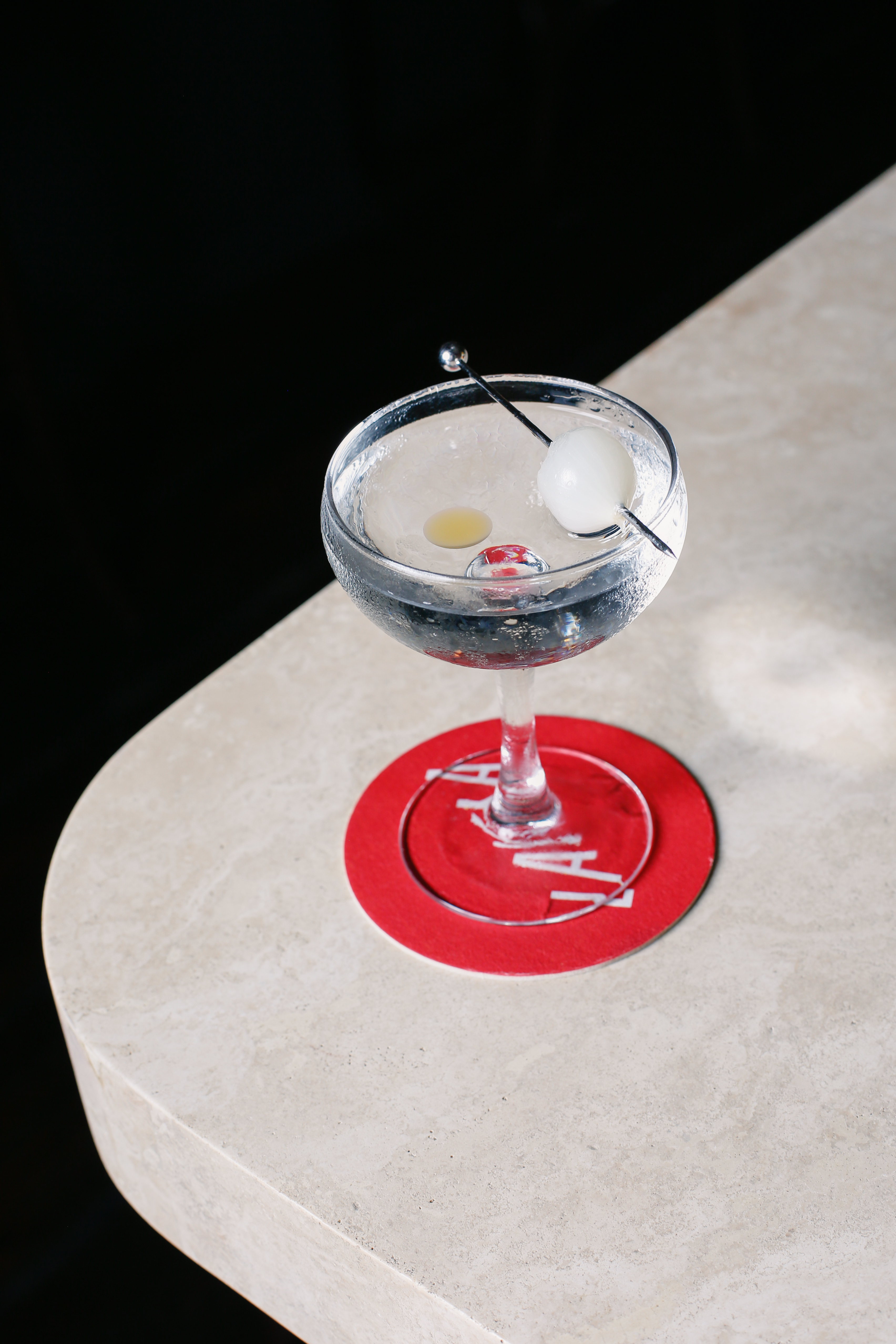 a glass cup on a table