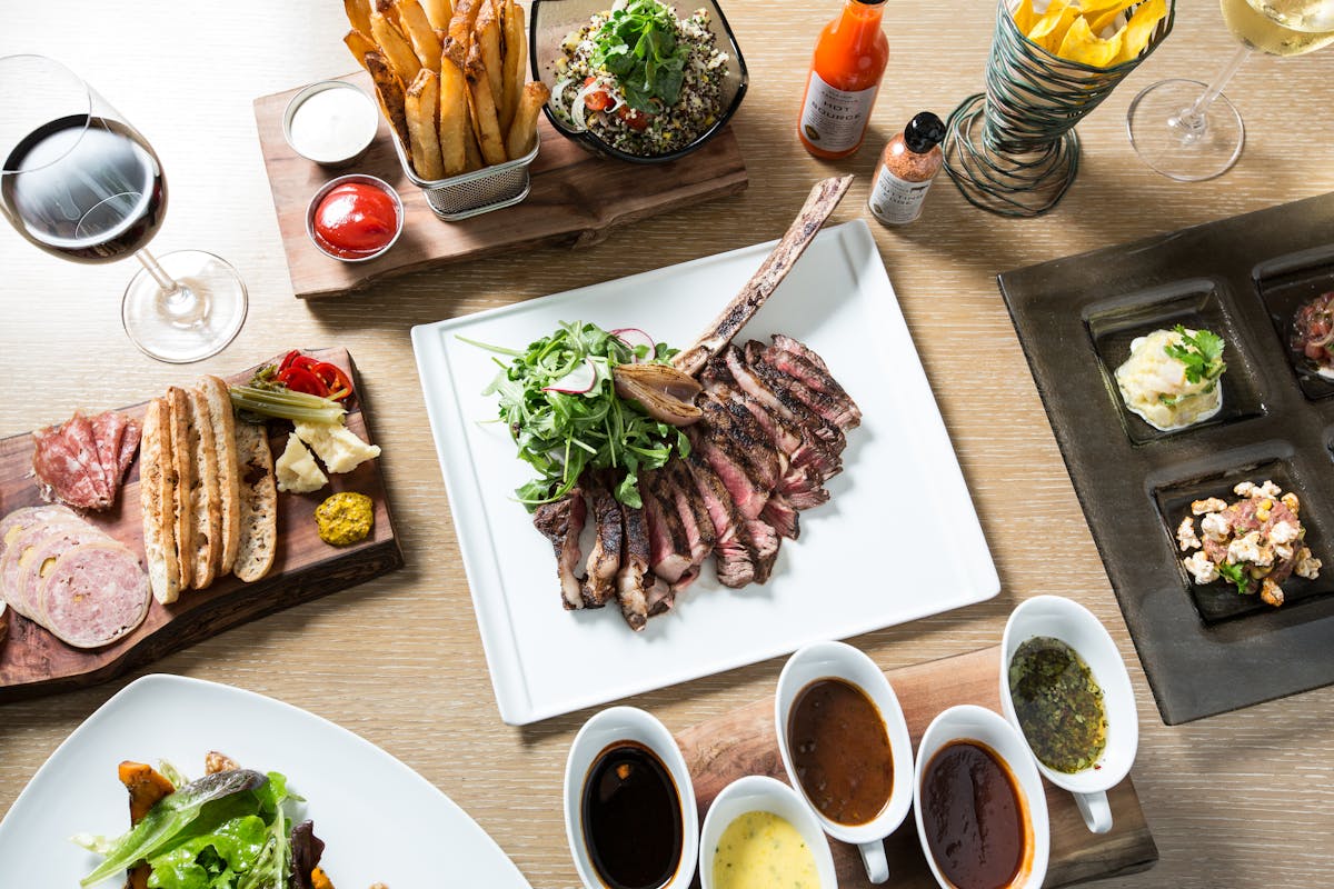 a bunch of food on a plate on a table