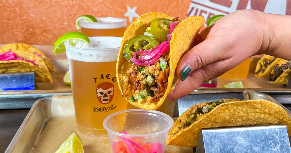 Late night tacos and margaritas on Fremont Street in downtown Las Vegas served at a taco bar open after midnight