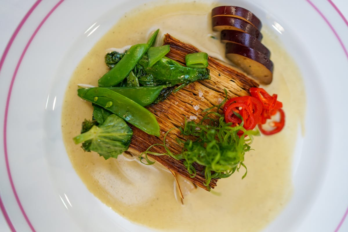 a plate of food with broccoli