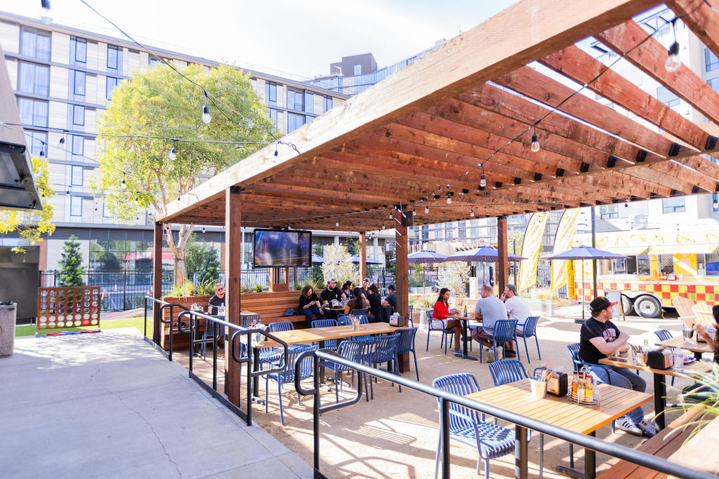 Outdoor dining space at Clara's Junction