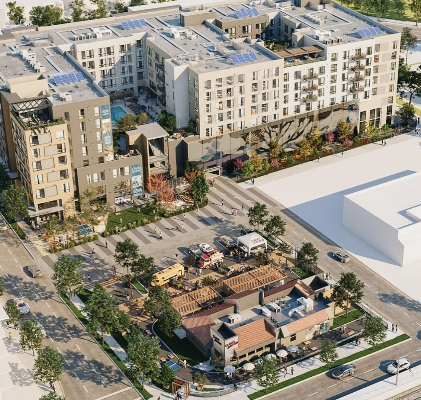 an aerial view of a city