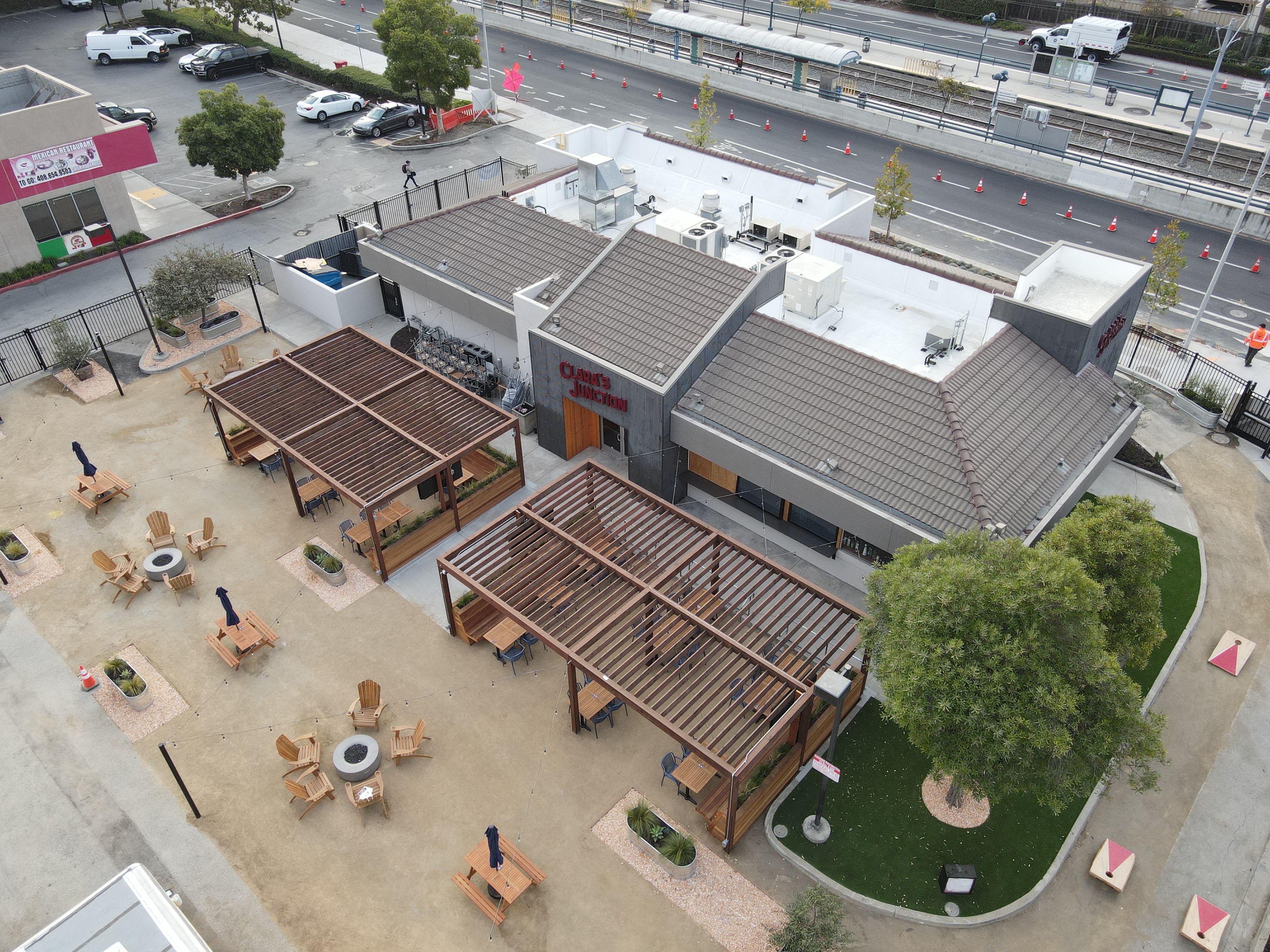 Aerial shot of Clara's Junction private event space
