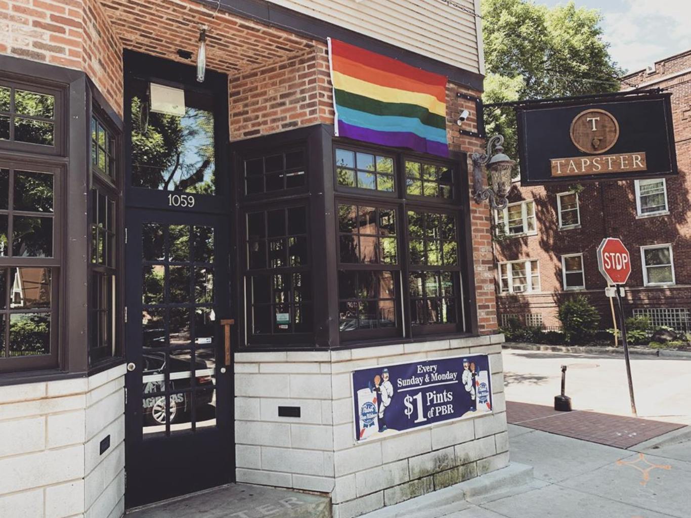 a store in a brick building