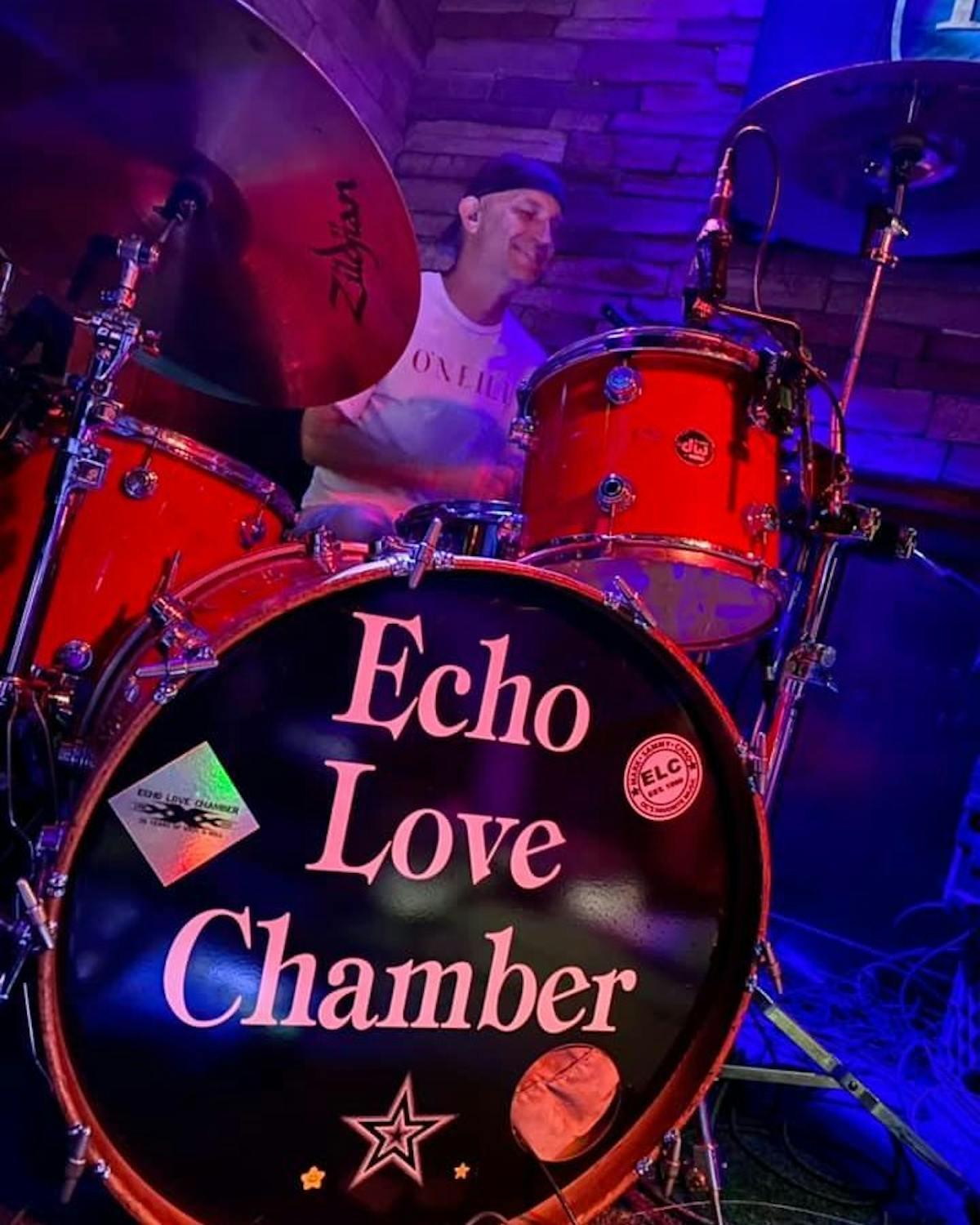 a sign on a stage