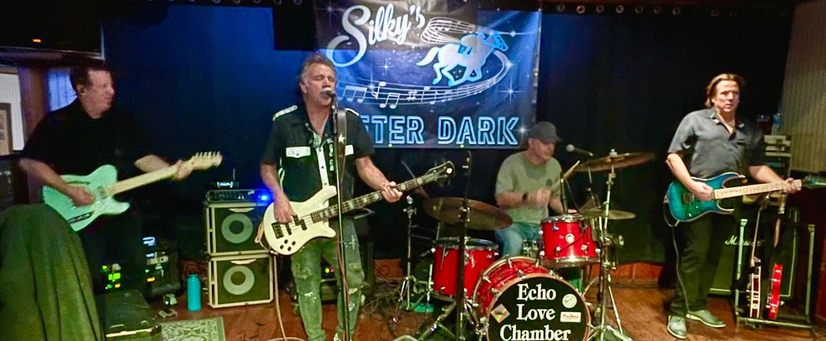 a person standing on a stage playing instruments