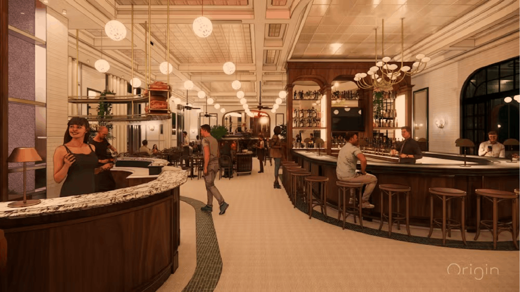 a group of people sitting at a table in a room