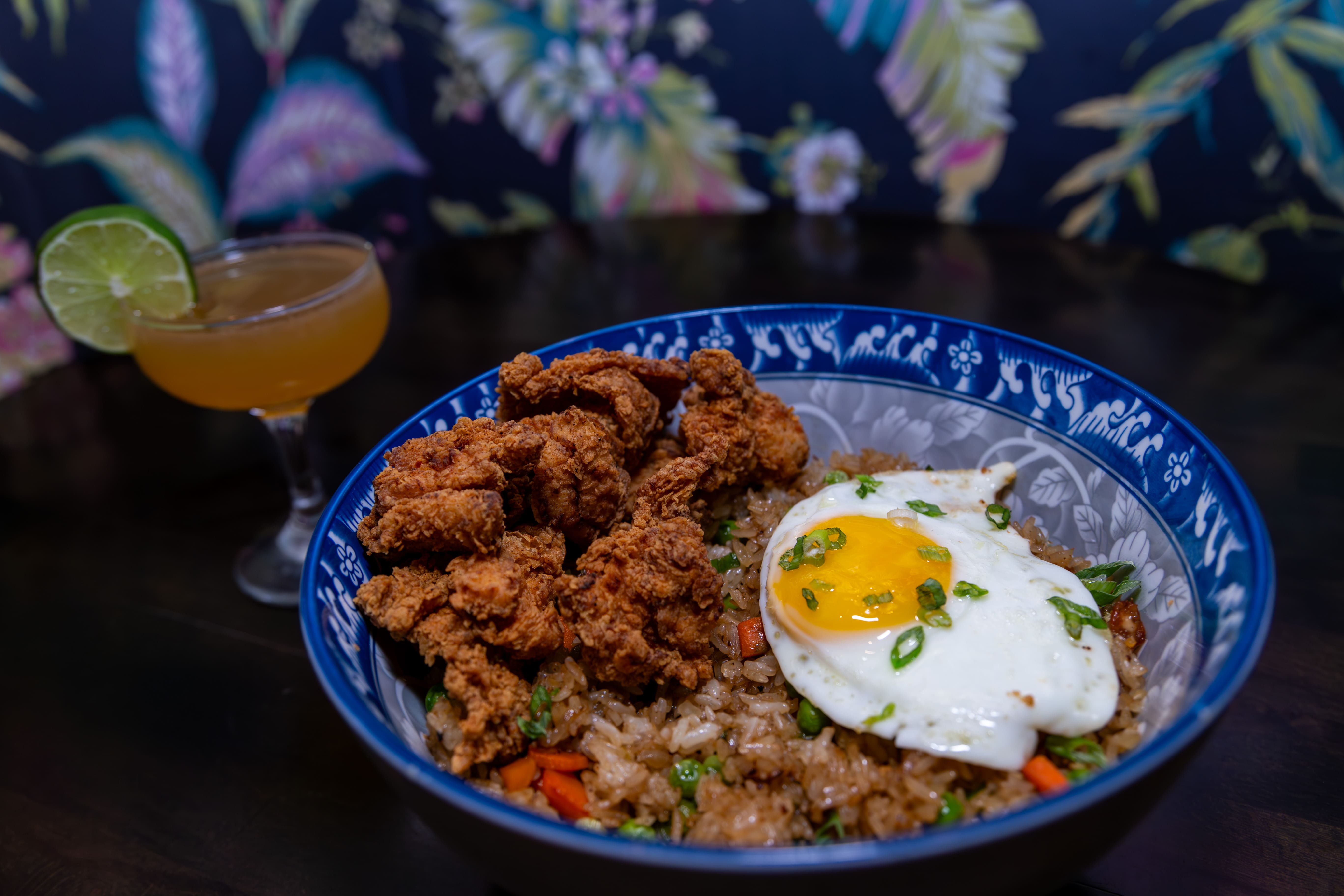 Rice bowl and fried chicken at Starboard Tack