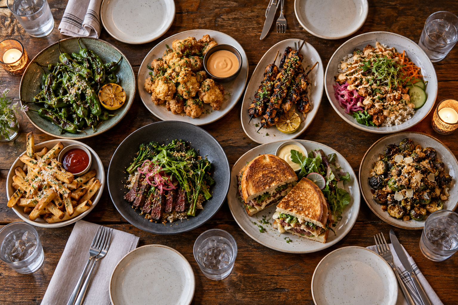 Shareable plates and individual meals for a group