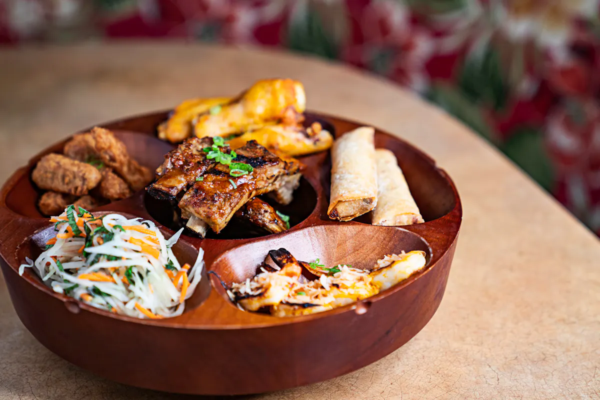 Close-up of plated food served at Starboard Tack in Las Vegas
