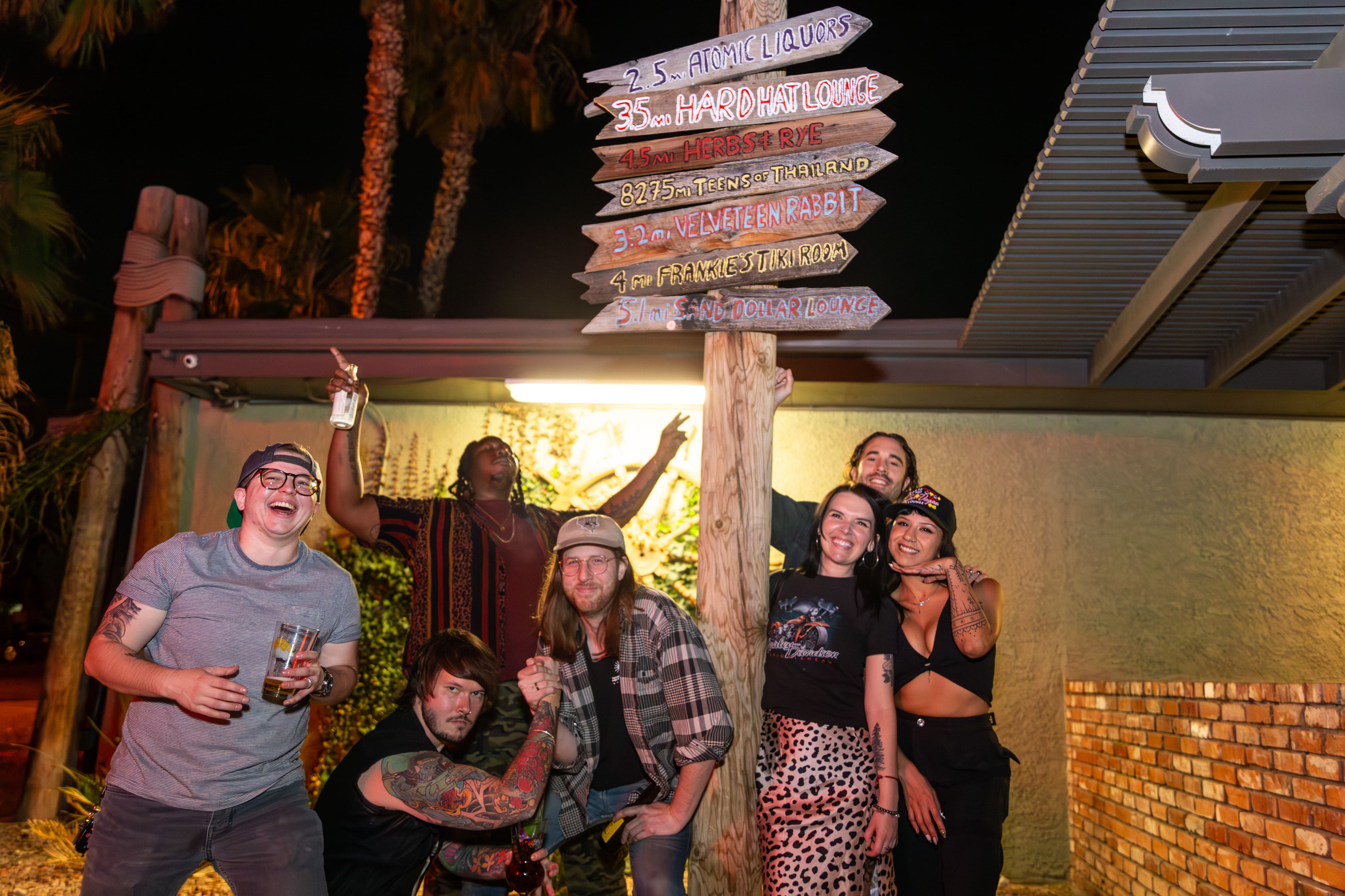 Group of guests outside Starboard Tack at night