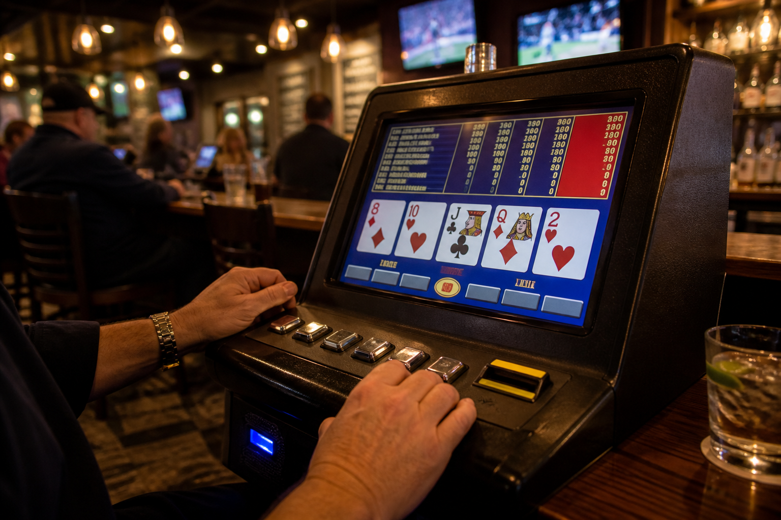 Generic bar-top video poker scene in Las Vegas