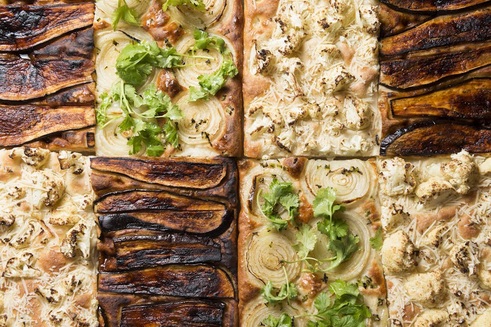 a bunch of different types of food
