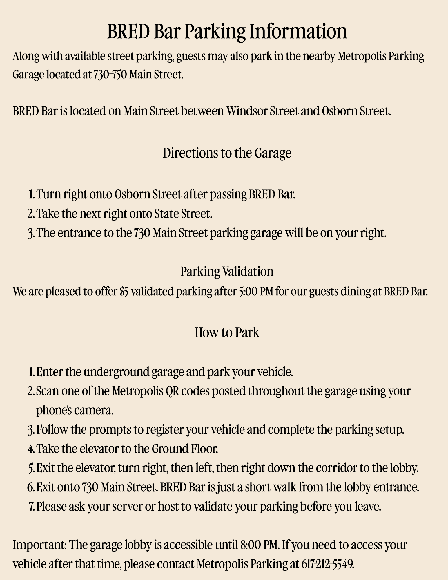 a parking garage parking information