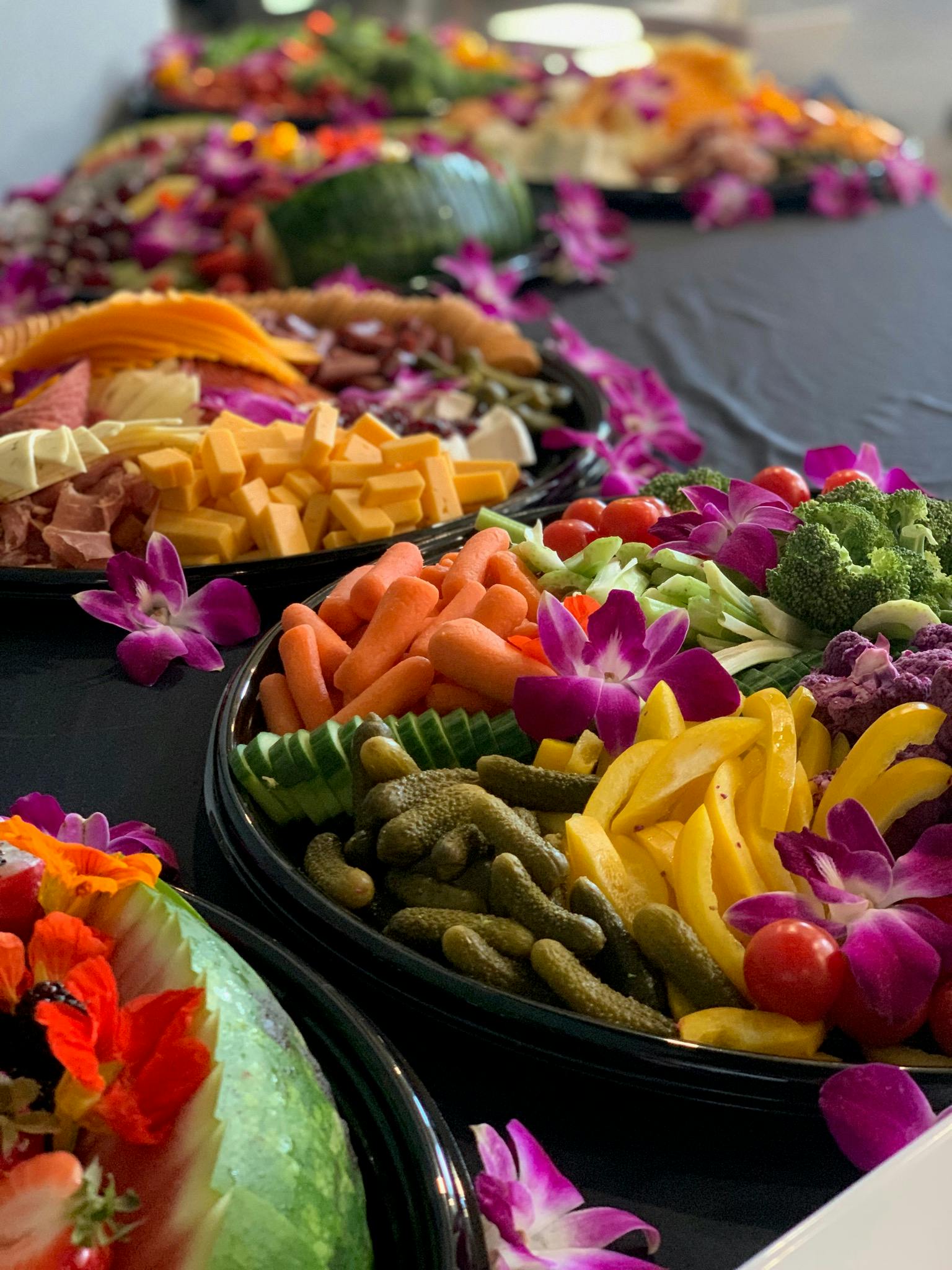 many different types of food on a table