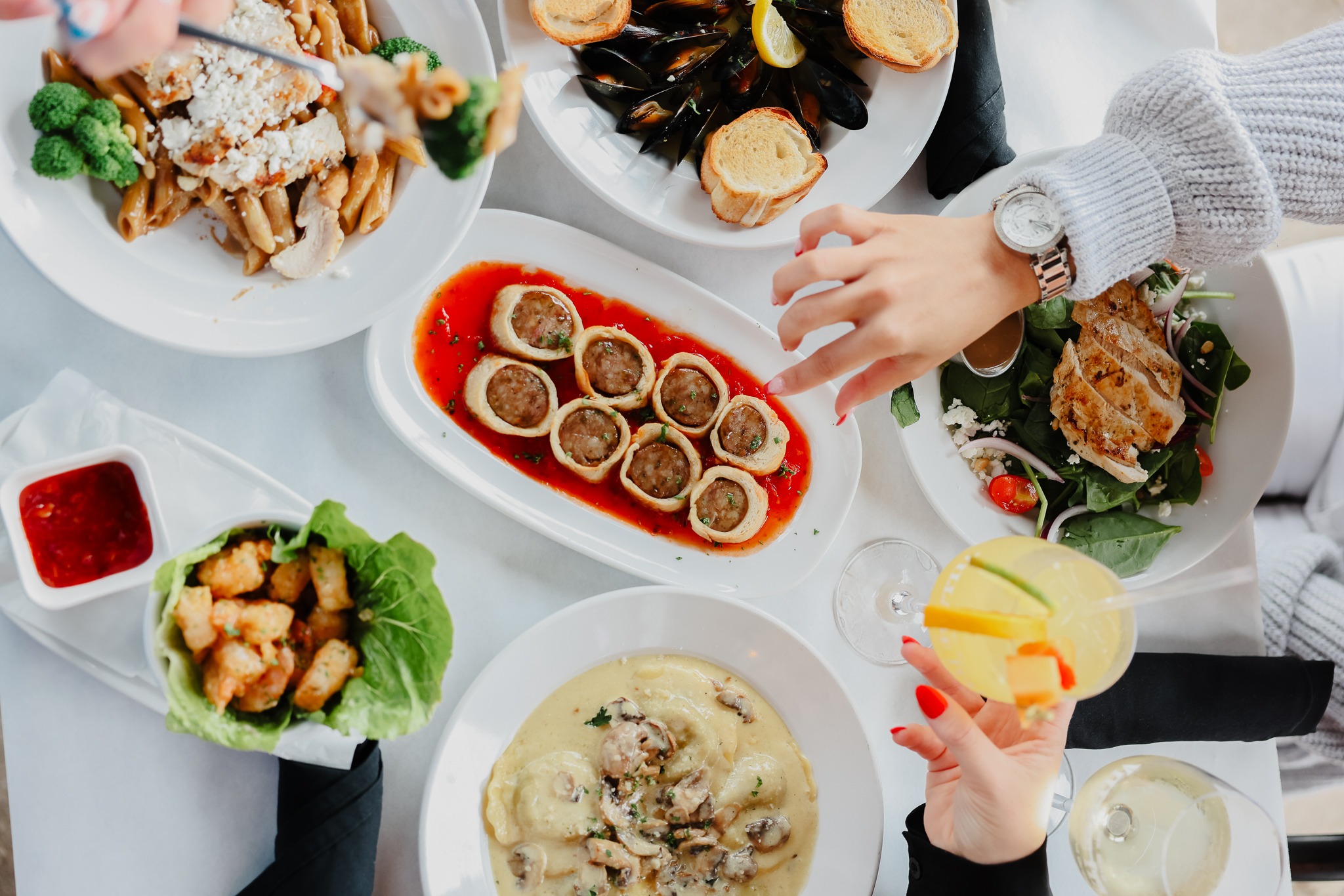 a bunch of food on a plate on a table
