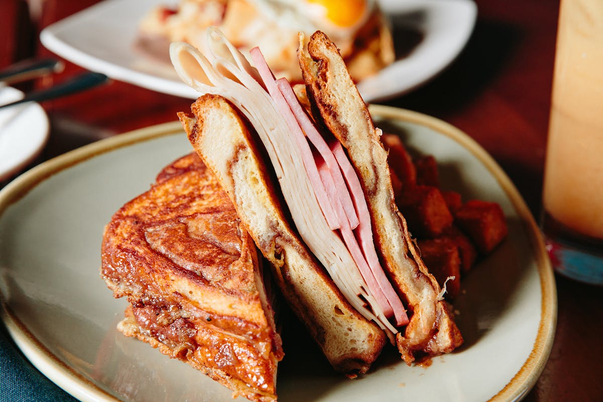 a sandwich up close on a plate