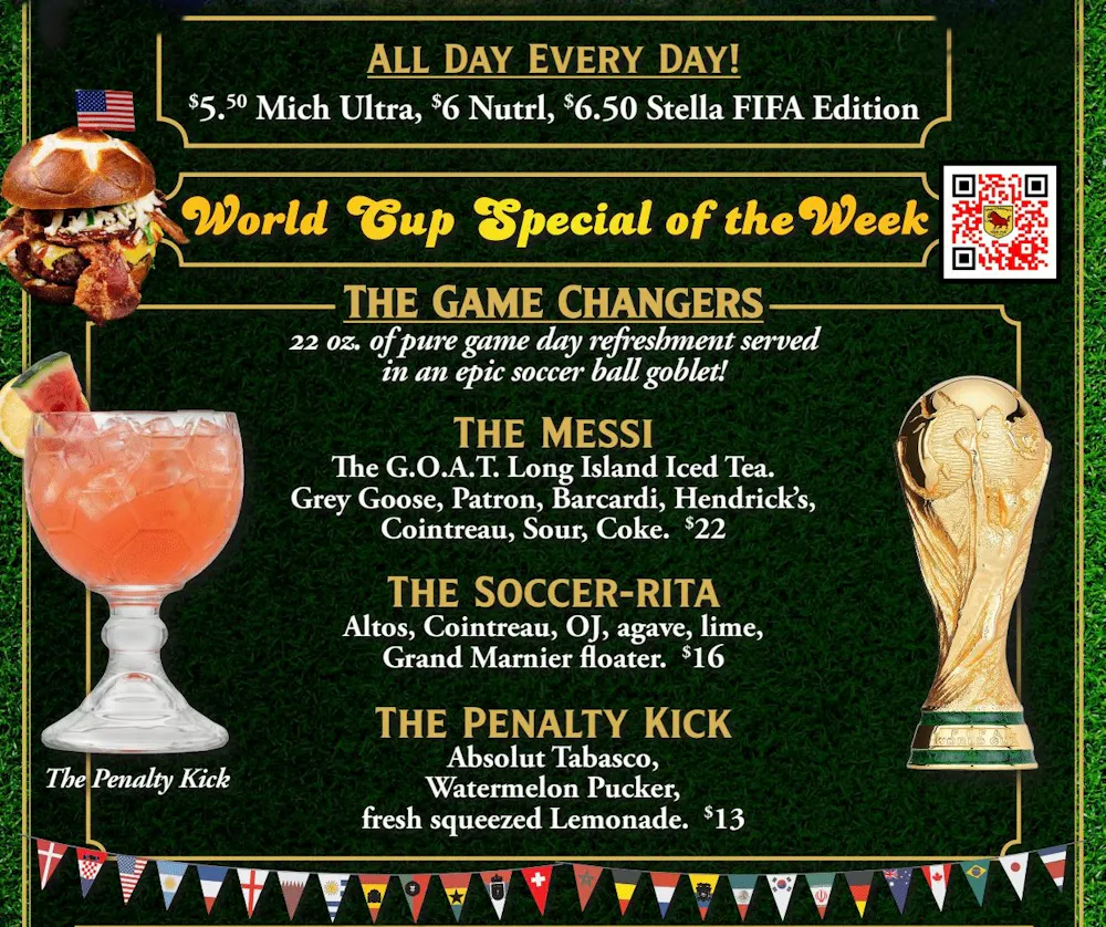 a poster with text and images of football players and a football ball