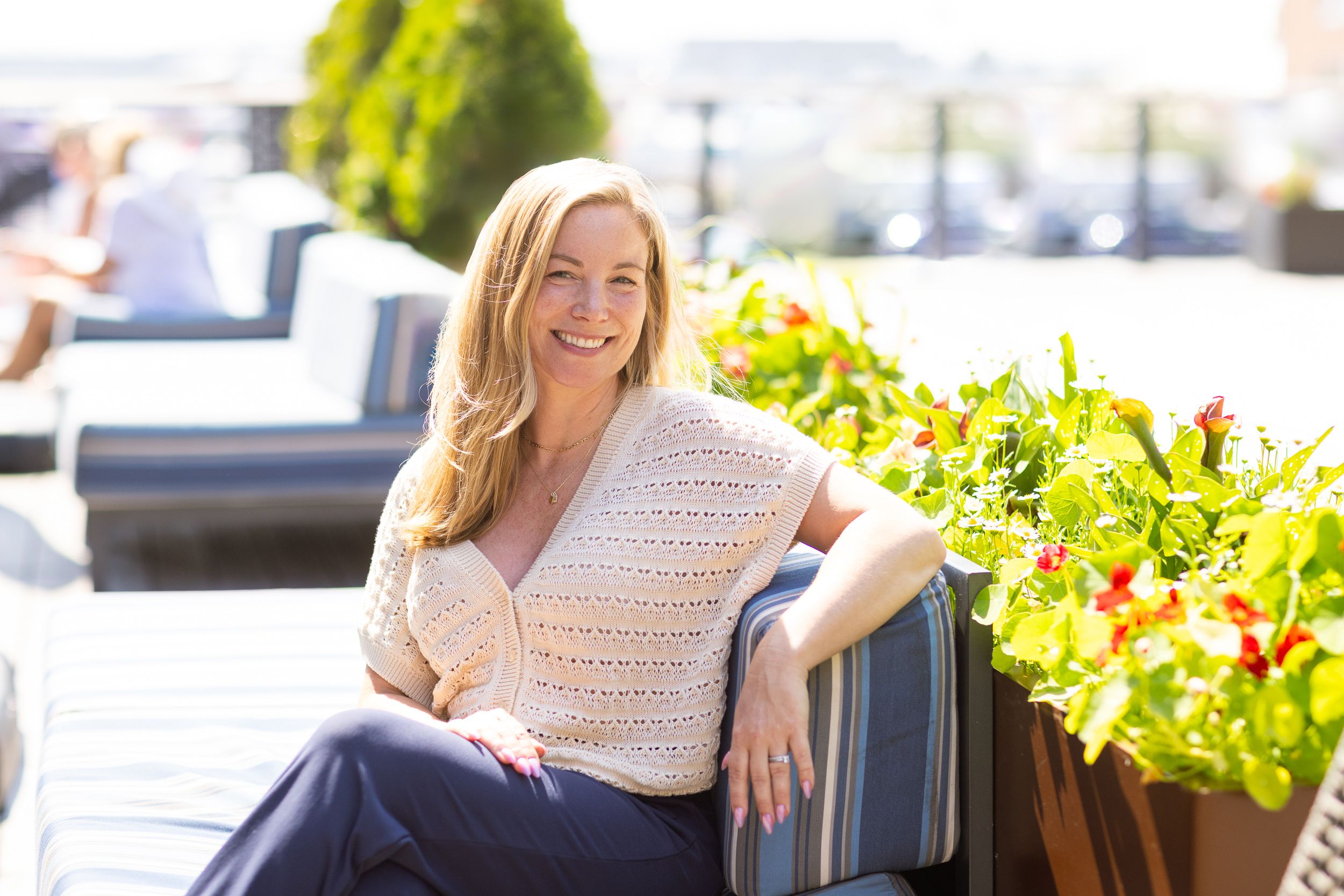 a woman sitting on a chair