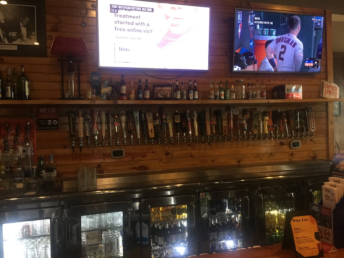 a television at the bar