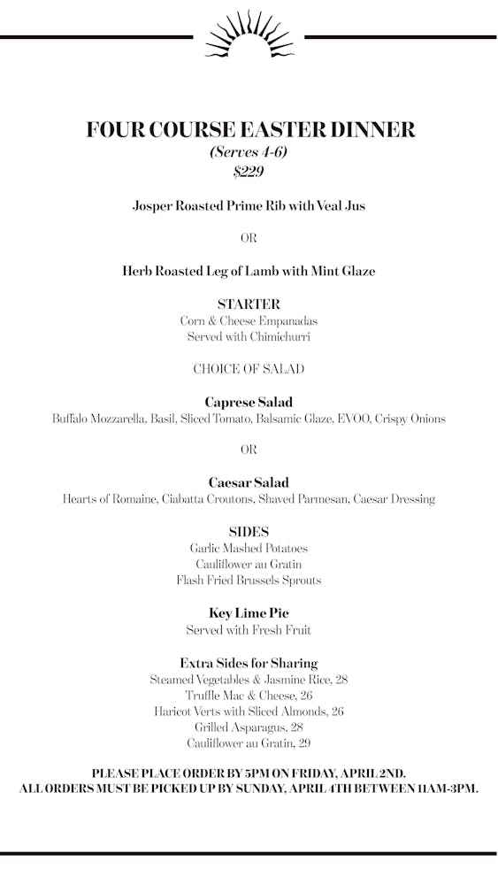 Four Course Easter Dinner Pampas Steakhouse Argentinian Steakhouse In Johns Creek Ga